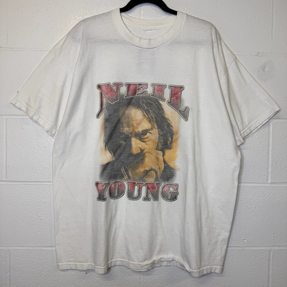 Vintage 90s NEIL YOUNG & CRAZY HORSE  TOUR T-SHIRT XL RARE White 24x30
